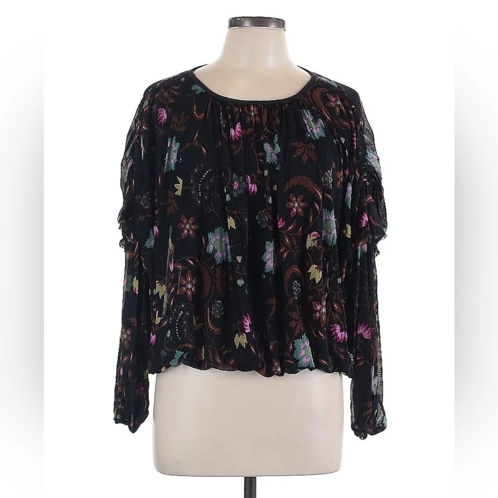 Free People Floral Square Neck Long Sleeve Top – Size M - Picture 2 of 5